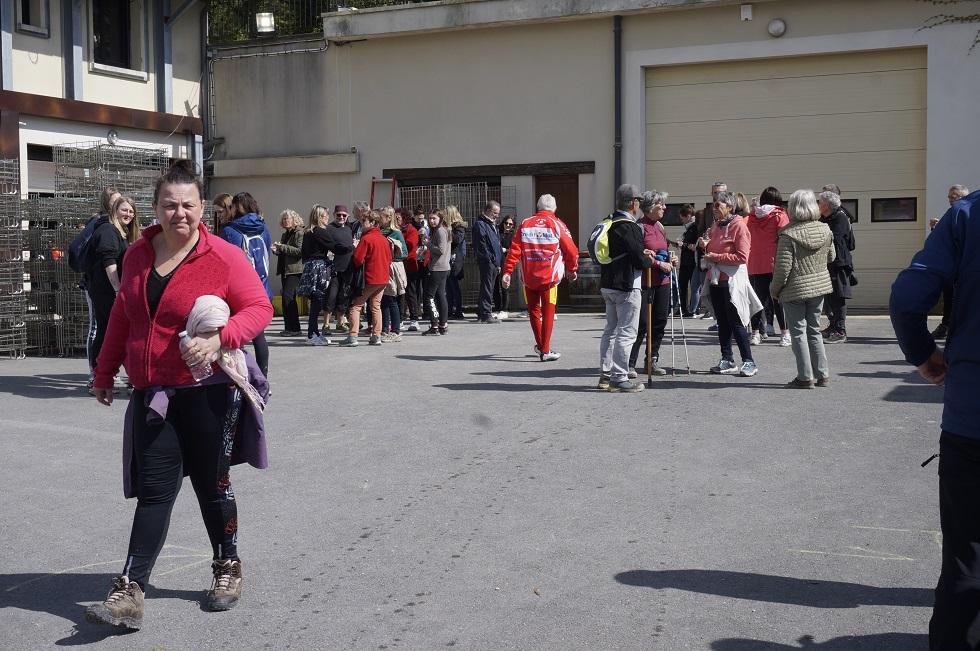 Arrivée d'une partie des marcheurs